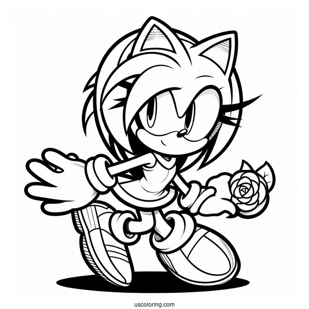 Amy Rose In Super Smash Bros Coloring Sheet