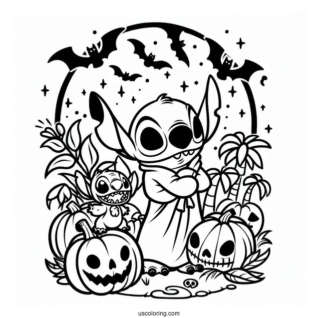Halloween Themed Lilo And Stitch Coloring Sheet