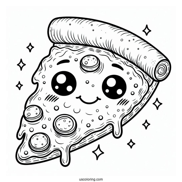 Smiling Pizza Slice With Melted Cheese