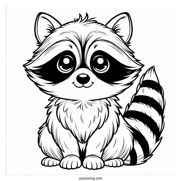 Furry Raccoon Coloring Page For Kids