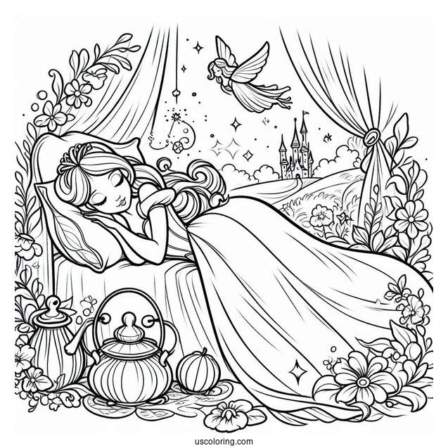 Sleeping Beauty Coloring Page Of Fairy Godmother Fauna For Preschoolers