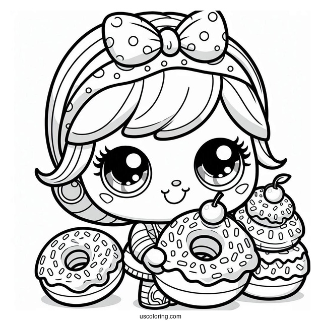 Easy Donnatina Shopkins Carrying Donuts To Color