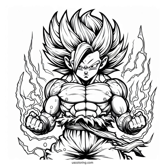 Intense Tien Shinhan in Battle Stance Dragon Ball Z Coloring Page