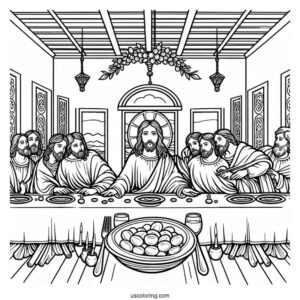 Last Supper Of Jesus Coloring