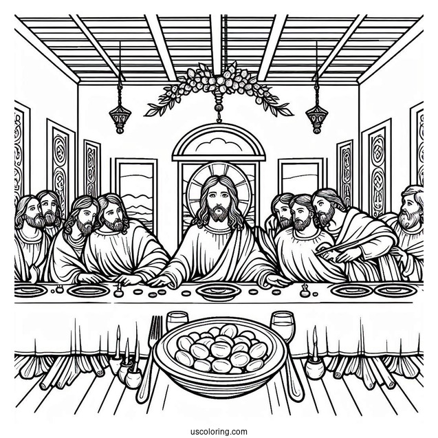 Last Supper Of Jesus Coloring