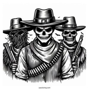 Scary Cowboy Coloring Page In The Wild West