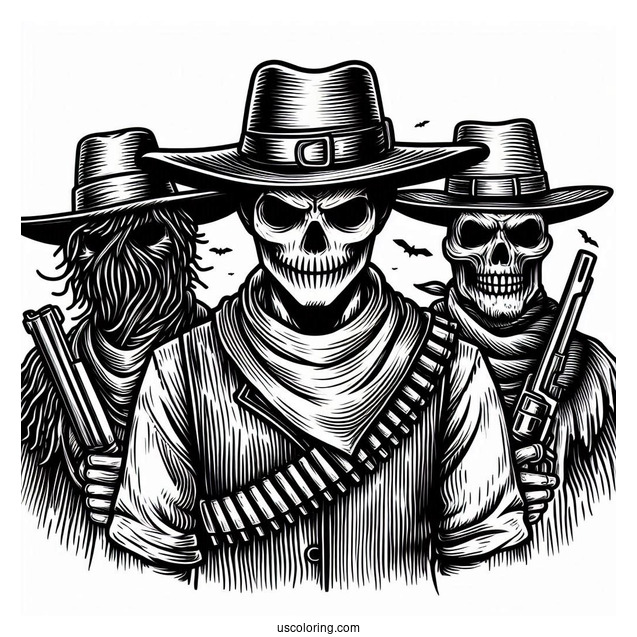 Scary Cowboy Coloring Page In The Wild West
