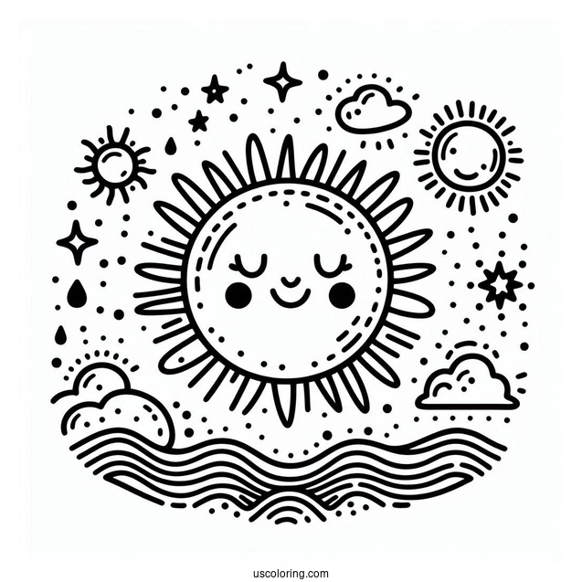 Easy Sun To Color For Preschoolers