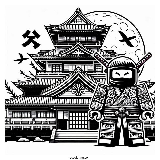 Roblox Neon Ninja In Front Of Japanese Castle