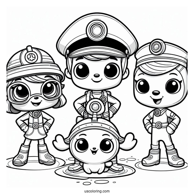 Octonauts Octonauts Coloring Page Of Inkling, Sandy, Captain Barnacles, And Kwazii