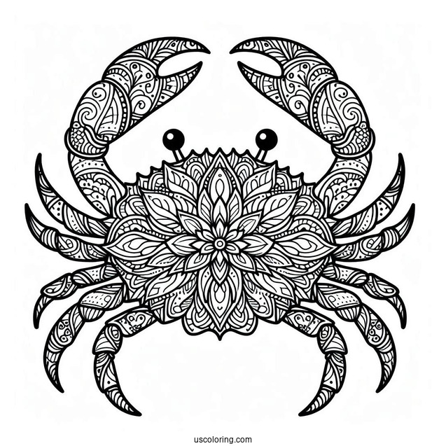 Floral Mandala Crab Coloring Page