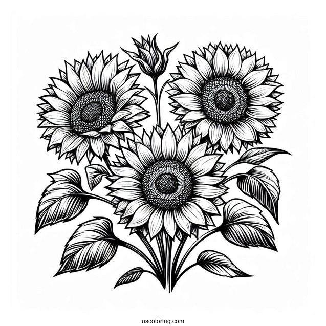 Three Big Beautiful Sunflowers