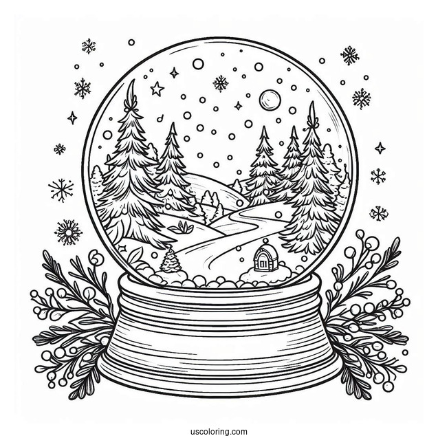 Winter Wonderland Snow Globe Coloring Page For Kids