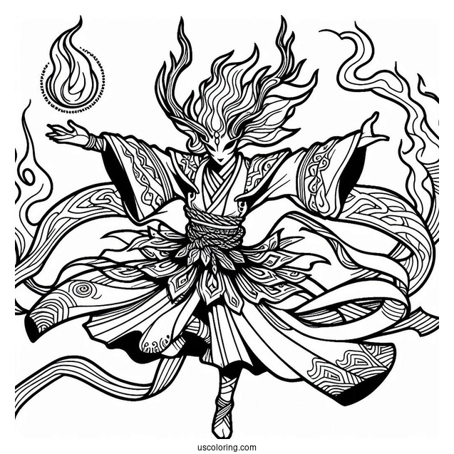 Tanjiro Coloring Page Dance Of The Fire God Technique