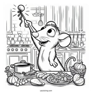 Skinner Catching Ratatouille Coloring Page In the Kitchen