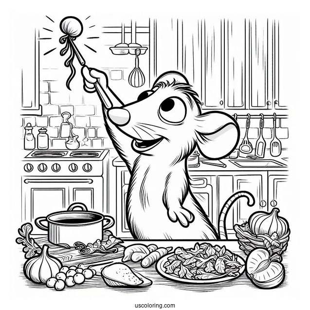 Skinner Catching Ratatouille Coloring Page In the Kitchen
