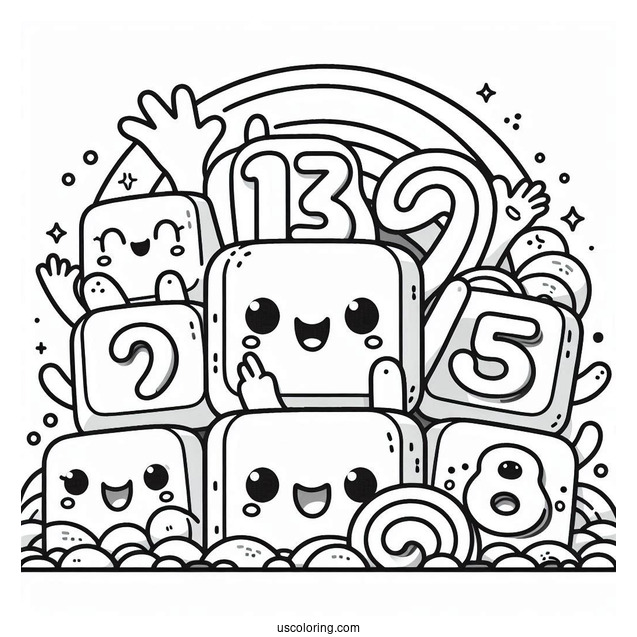 Numberblocks Coloring Page 1 to 10 Waving