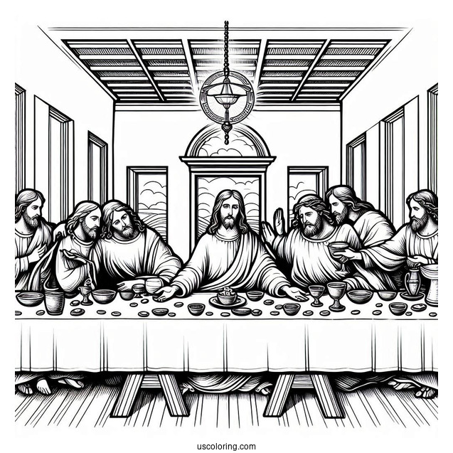 Last Supper Of Jesus Coloring