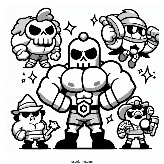 Detailed Brawl Stars Coloring Page Of Brawlers