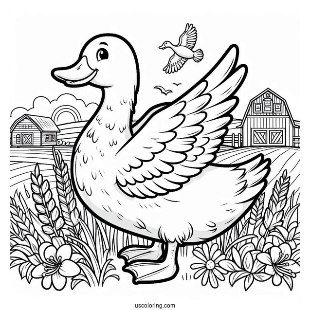 Farm Duck Coloring Page