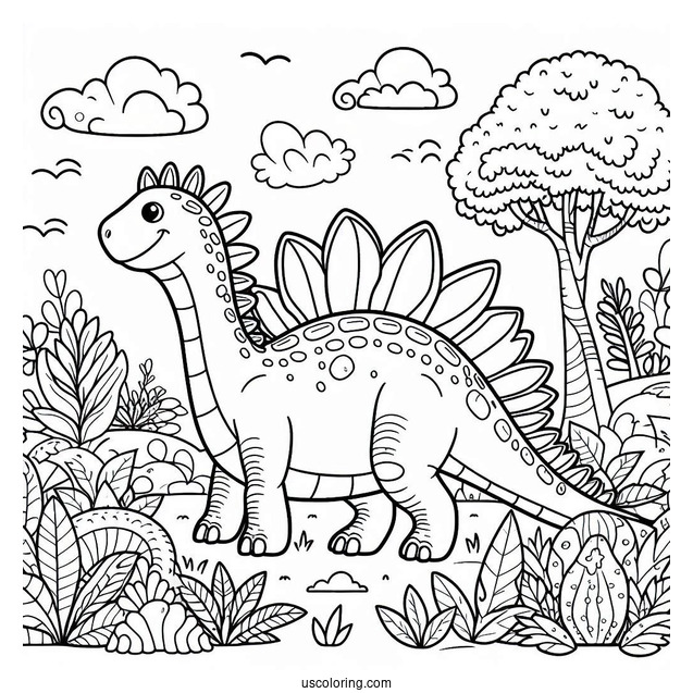Cute Spinosaurus Coloring Page Outline For Kids
