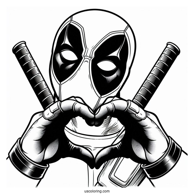 Deadpool Making Love Heart Shape To Color