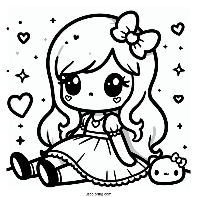 Cute Kawaii Coloring Page For Kids