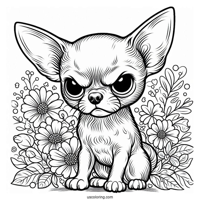 Easy Angry Chihuahua Coloring Page For Kids