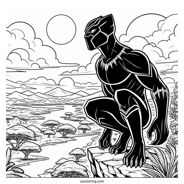 Black Panther Looking Over Wakanda