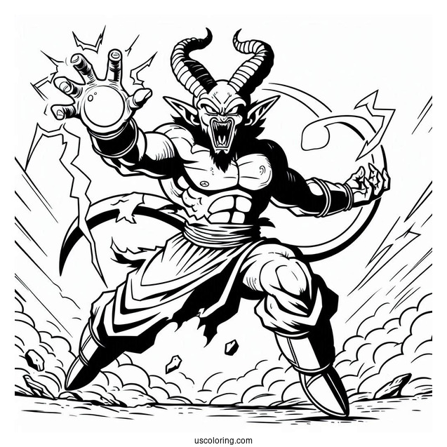 Dragon Ball Z Coloring Page Of Mr. Satan Charging Forward