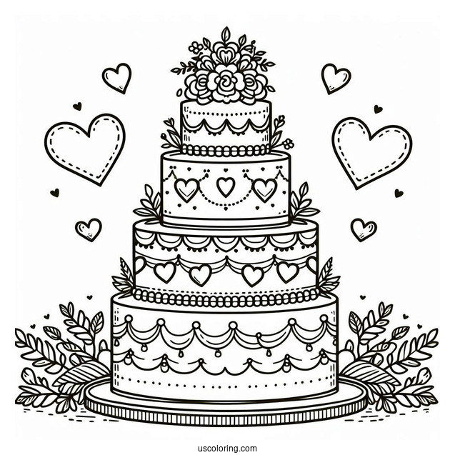 Grand Tiered Cake With Hearts