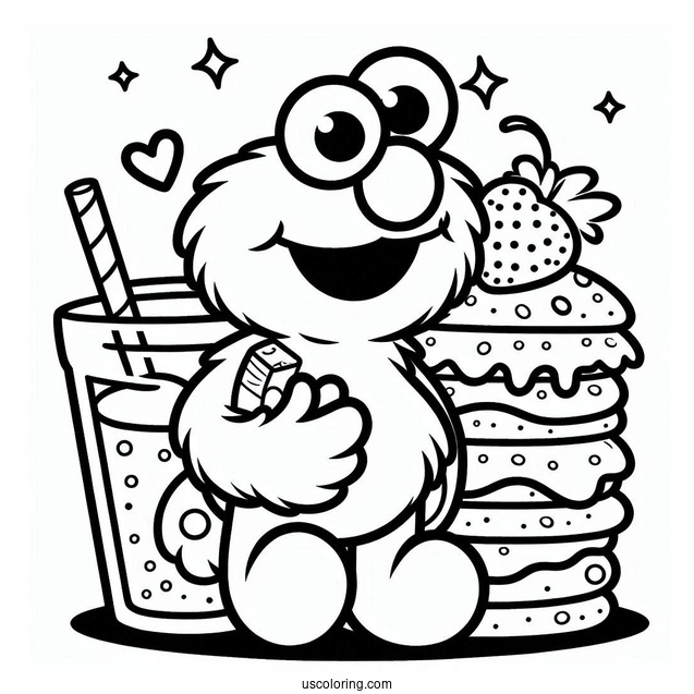Chibi Elmo Coloring Page For Preschoolers