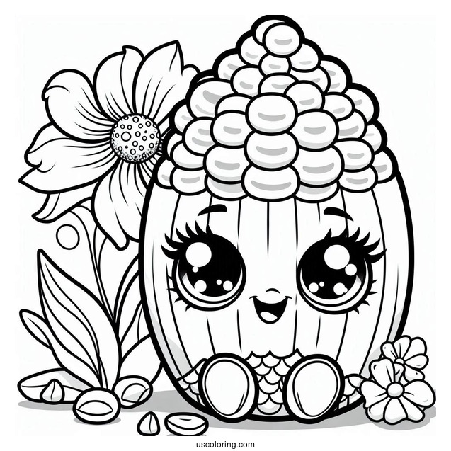Poppy Corn Shopkins Coloring In For Preschoolers