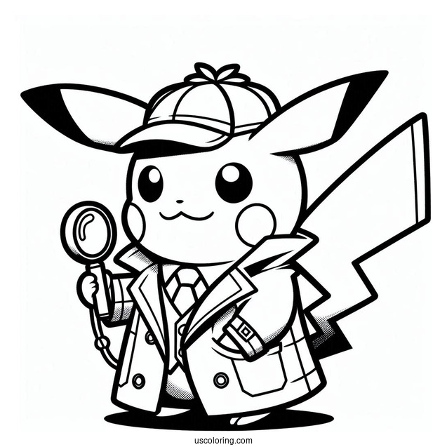 Detective Pikachu Coloring In For Kids