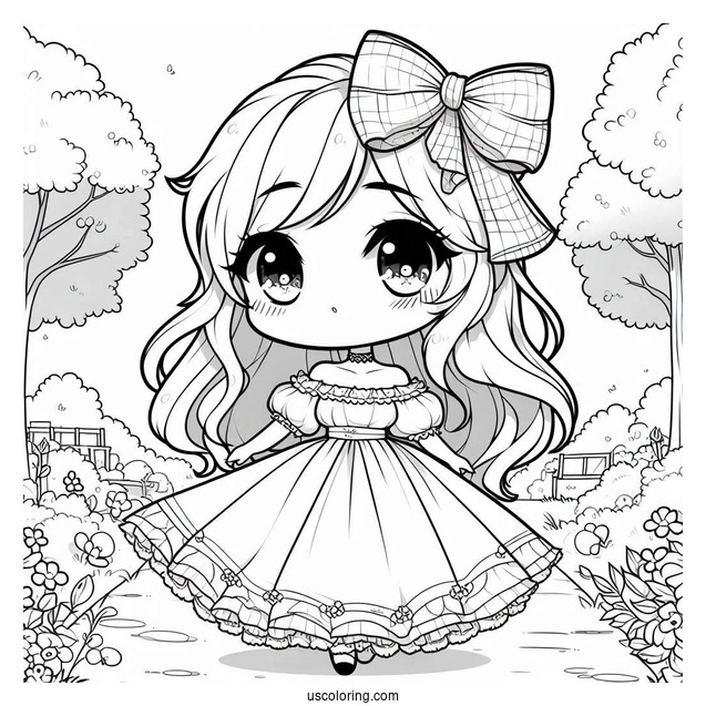 Chibi Girl In A Pretty Dress Walking In Nature