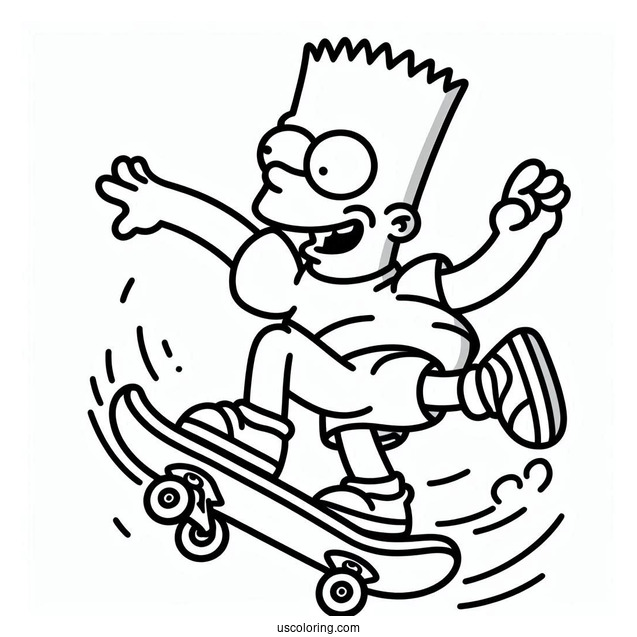 Bart Doing Skate Trick To Color