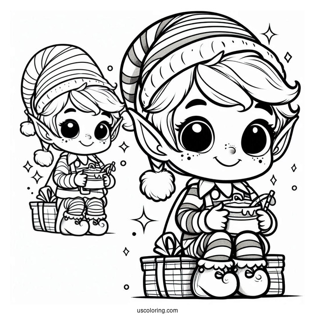 Easy To Color Elf For Toddlers