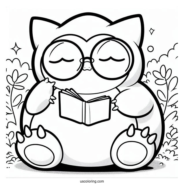 Snorlax Coloring Page Wearing Eyeglasses