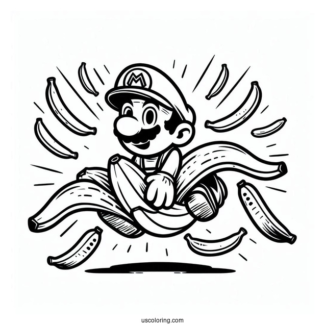 Super Mario Banana Peels Coloring Page