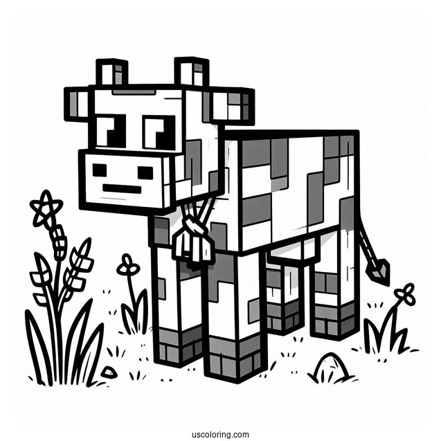 Detailed Minecraft Cow To Color