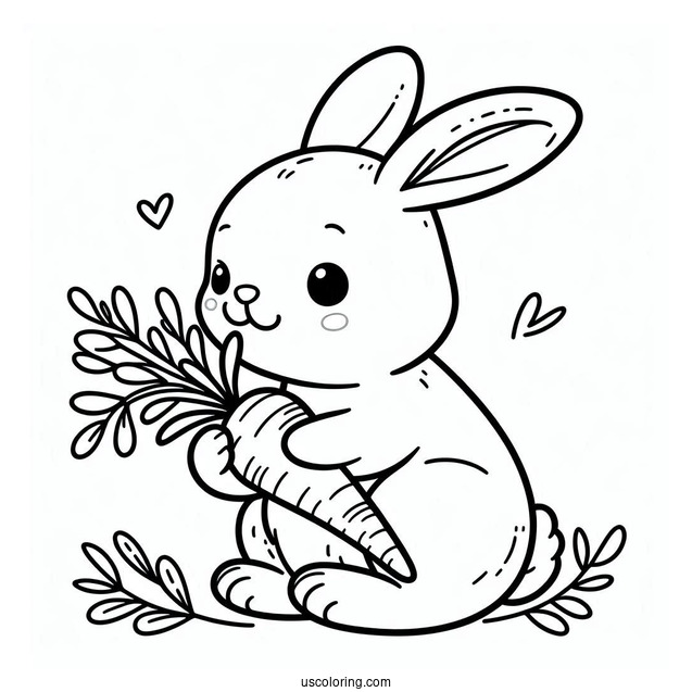 Rabbit Coloring Page Eating A Carrot