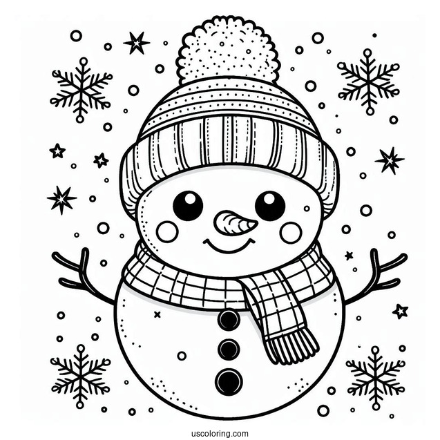 Easy Snowman Face To Color For Preschoolers