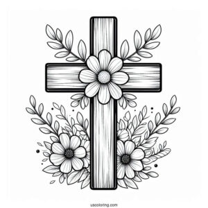 Wooden Easter Cross With Flowers