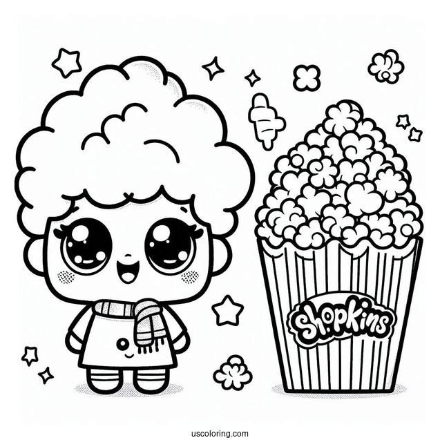 Cute Popcorn Shopkins Coloring In For Kids
