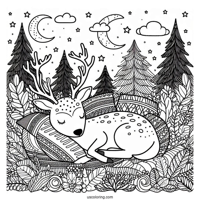 Relaxing Reindeer Coloring Sheet For Adults