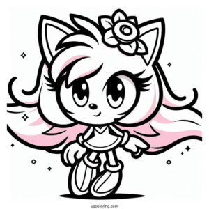 Kawaii Amy Rose Coloring Sheet For Kids