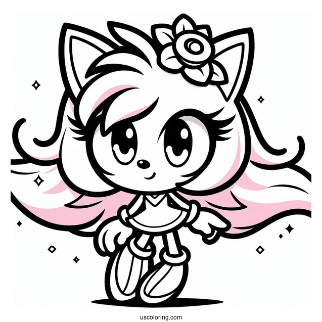 Kawaii Amy Rose Coloring Sheet For Kids