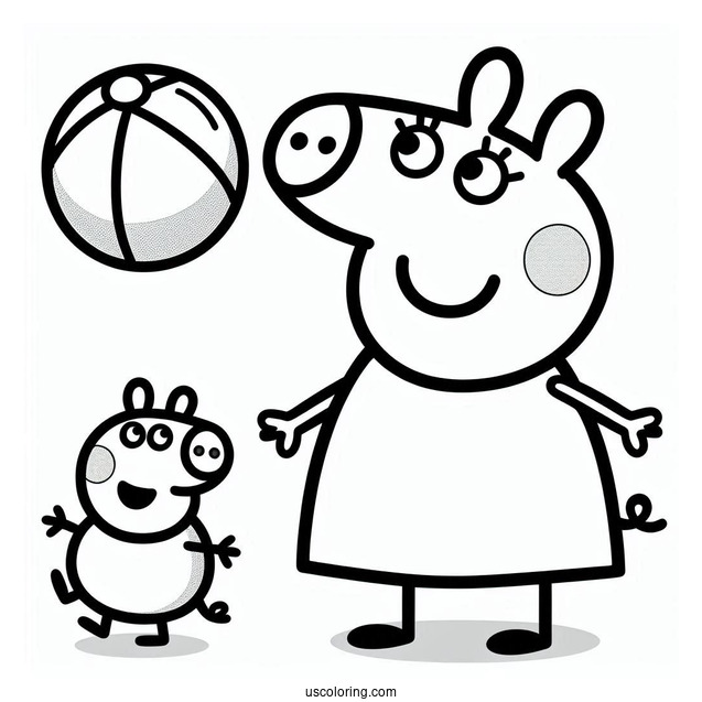 Peppa Playing Ball With Suzy Sheet Coloring