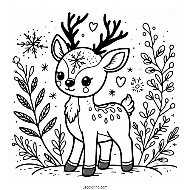 Coloring Page Of a Baby Reindeer For Preschoolers