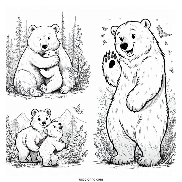Kenai, Koda, Rutt, And Tuke Brother Bear Coloring Page
